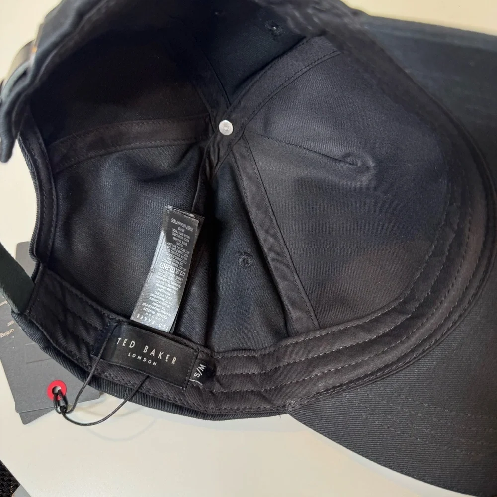 Ted Baker London Baseball Cap Black Cotton Hat Adult S/M Leather Strap